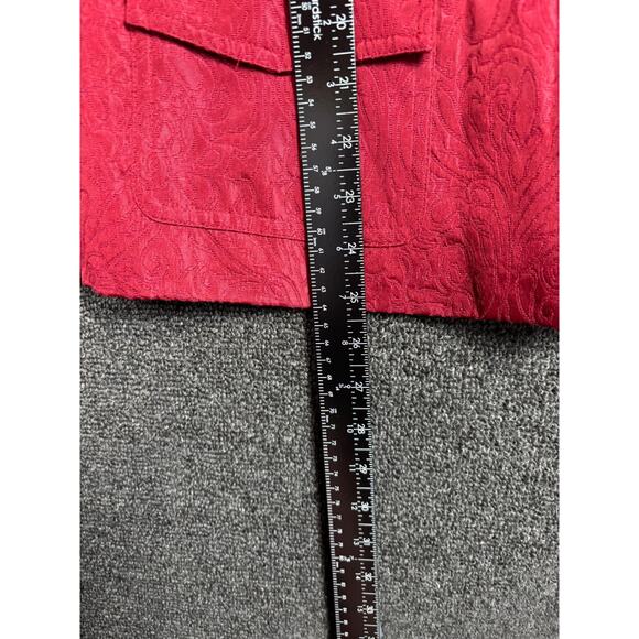 Chicos Blazer Jacket Womens Size 2 US 12 Red Button Front Long Sleeve Lined READ - Picture 5 of 6